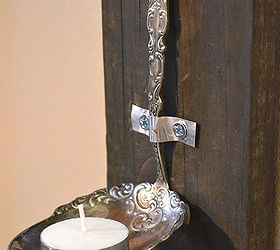 ladle tea light candles, crafts, repurposing upcycling, This spoon was bent at an angle to create the look of a ladle