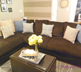 sometimes small things can really freshen up a space take my brown sofa in my family, home decor, living room ideas, Family room pillows updated
