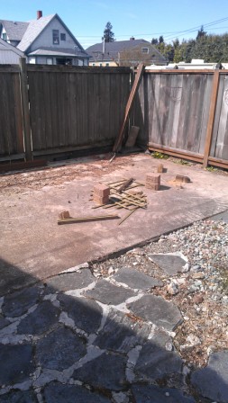 reuseing cinder blocks to make a fire pit, decks, gardening, outdoor living, This was the area that just needing something but what Ah a fire pit