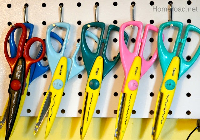 pegboard organization for the craft room, craft rooms, organizing, Craft scissors are easily located