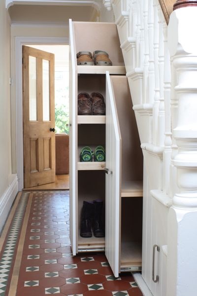 10 ways to use space under stairs, closet, stairs, storage ideas, pull out lockers