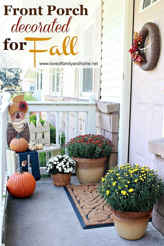 decorating our small front porch for fall, gardening, seasonal holiday decor