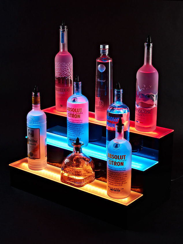 illuminate 3 tier led bar shelf by armana production llc, shelving ideas, Illuminate 3 Tier LED Liquor Shelf by Armana Production