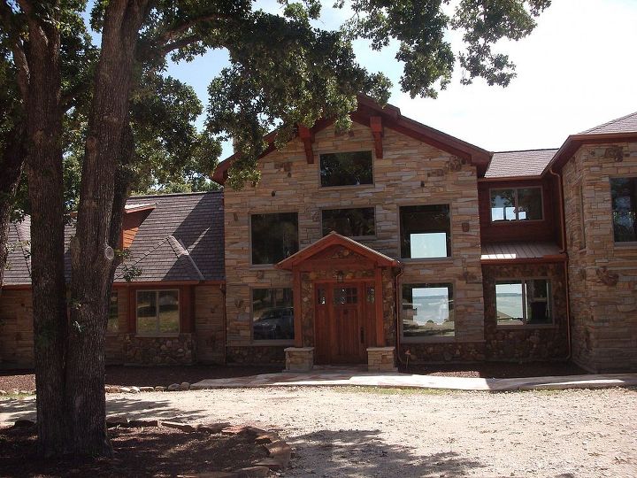 lake house tour in seven points texas, curb appeal, fireplaces mantels, home decor, This is the front of the house well part of it it is hard to get the whole house into the picture