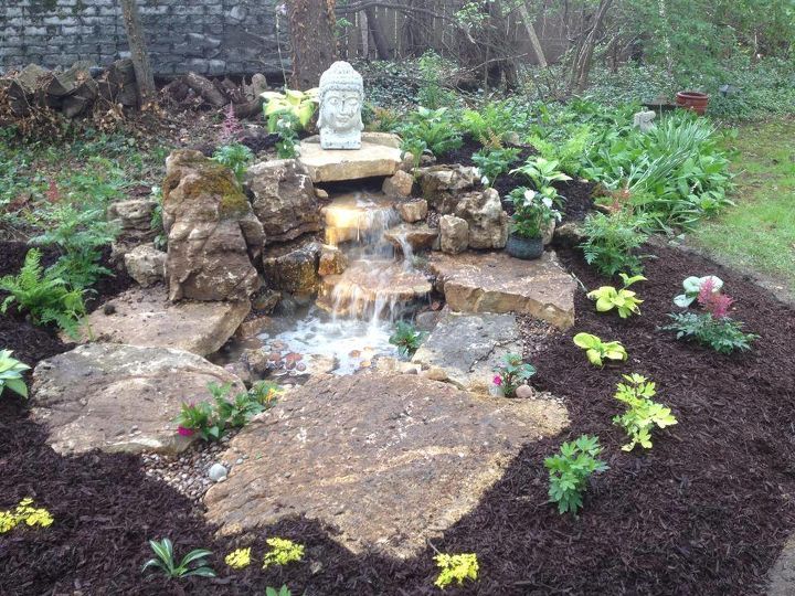 homewood il pondless waterfall installation, ponds water features, Project complete