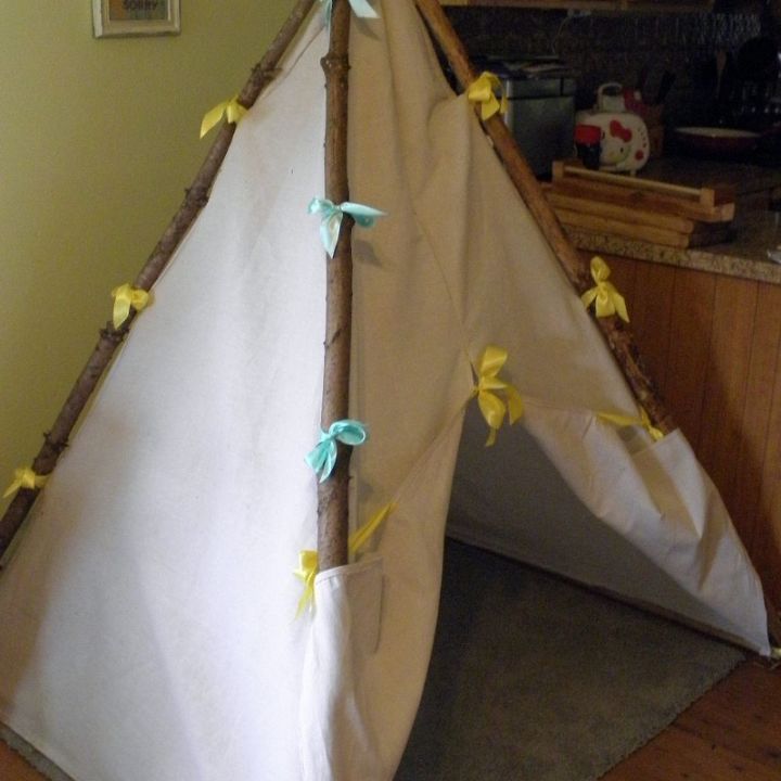 build a tee pee out of a drop cloth, diy, how to