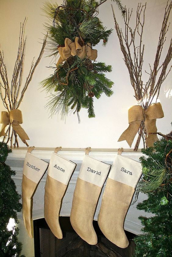 christmas cottage tour, seasonal holiday d cor, wreaths, Our Christmas stockings made by Carolyn at Sweet Tea Linen