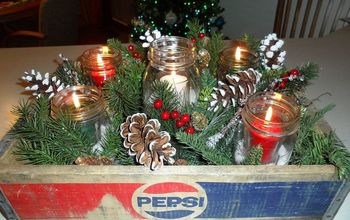 Wooden Crate Canning Jar Christmas Centerpiece