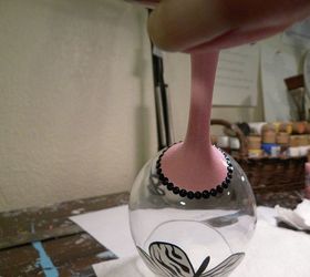 how to paint a wine glass, crafts, painting, The dot trim on the base of the glass