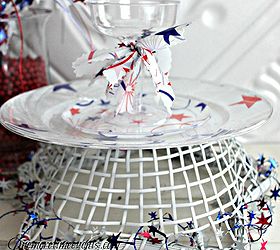red white and blue faux melamine plates, crafts, seasonal holiday decor