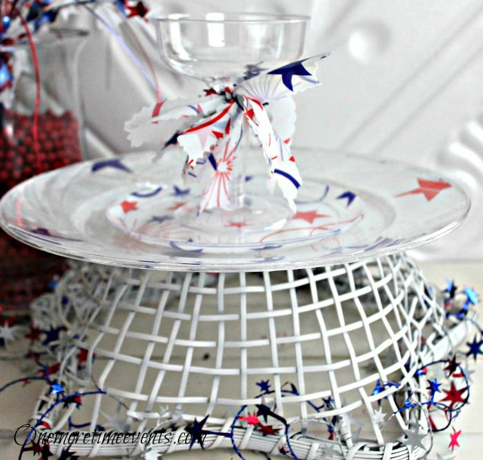 red white and blue faux melamine plates, crafts, seasonal holiday decor