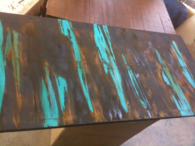 abstract painting anyone can do, crafts, painting, 1st coat of rust activator starting to work