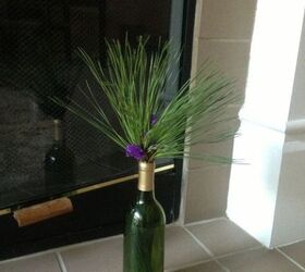 wine bottle and flowers, repurposing upcycling, When you finish the wine