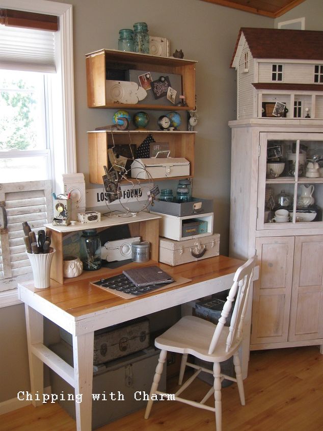 collected junk open office space, craft rooms, home decor, home office, shelving ideas, storage ideas