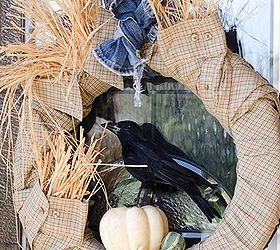 urban scarecrow fall wreath, halloween decorations, seasonal holiday d cor, wreaths, Urban Scarecrow Fall Wreath Makely School for Girls