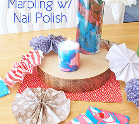 marbling with red white and blue nail polish, crafts, seasonal holiday decor