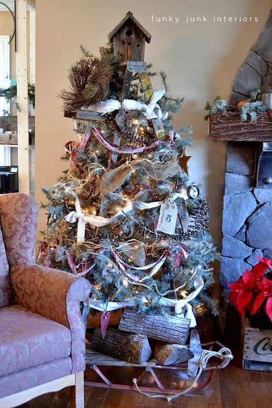 a unique stepladder christmas tree, christmas decorations, repurposing upcycling, seasonal holiday decor, There indeed is a stepladder on top of this Christmas tree