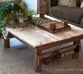 funky junk s top 2012 junk, repurposing upcycling, A bashed up pallet gets new life in my living room
