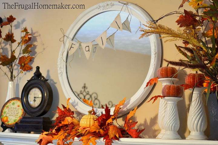 fall mantel, crafts, fireplaces mantels, living room ideas, seasonal holiday decor, thanksgiving decorations, Fall burlap sign