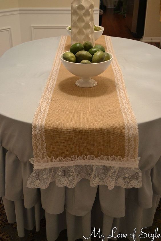 diy burlap lace table runner, crafts, home decor, Burlap Project Burlap and Lace Table Cloth
