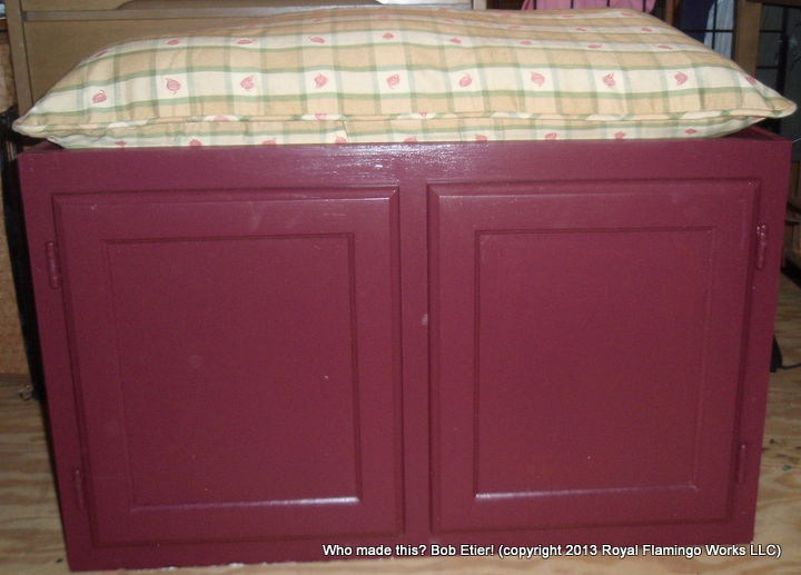 more fuschia storage my 6 sewing bench cabinet, kitchen cabinets, painted furniture, Before adding the wallpaper panels