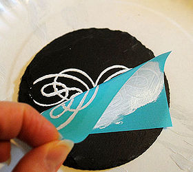 make some faux chalk art coasters, chalk paint, crafts, Step 3 Peel off the silkscreen right away and wash it out so that you can reuse it