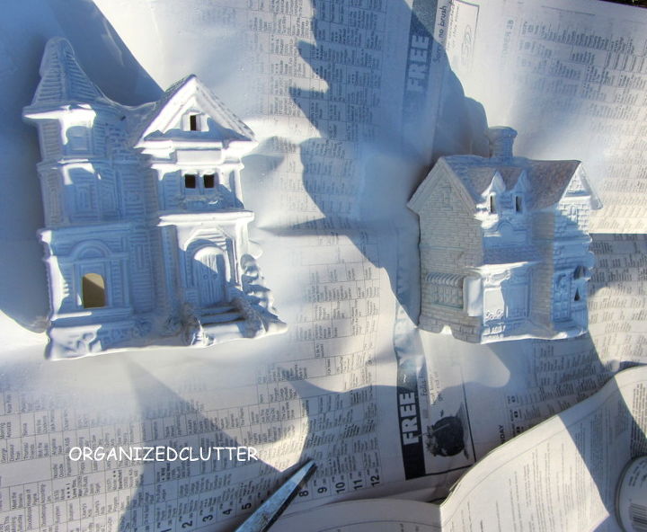 aldea de nieve comprada y pintada con spray, Los pint con spray blanco satinado 2 3 capas