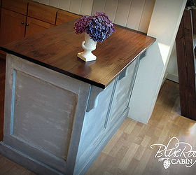 Kitchen Island built from an old door gets and update