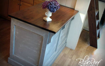 Kitchen Island built from an old door gets and update