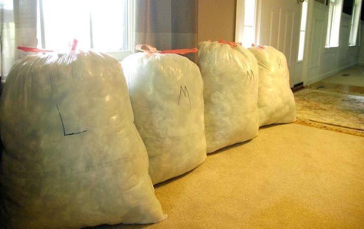 how to make an old couch new again for 10, painted furniture, I labeled the fluff taken from the back cushions so I wouldn t get confused when it was time to re stuff