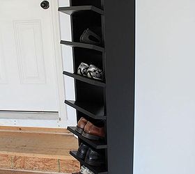 shoes organization garage shoe organization diy carpentry paint, diy, garages, organizing, storage ideas, woodworking projects, Our new shoe rack