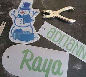 shrink plastic gift tags, crafts, seasonal holiday decor, Cut out and punch holes Bake and use year after year