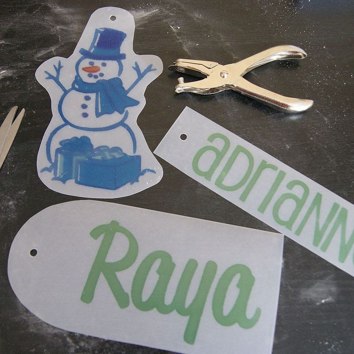 shrink plastic gift tags, crafts, seasonal holiday decor, Cut out and punch holes Bake and use year after year