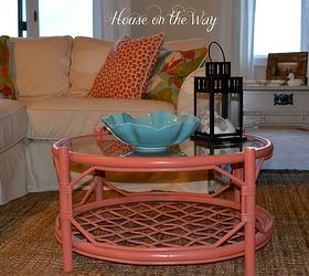 update a coffee table to a gorgeous new color coral, painted furniture, I love the round shape of the table and the amazing lattice detail on the bottom