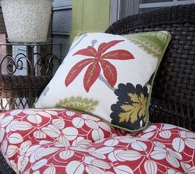 outdoor deck in birmingham al, decks, outdoor furniture, outdoor living, painted furniture, porches, I made the square pillows from fabric found at Old Time Pottery