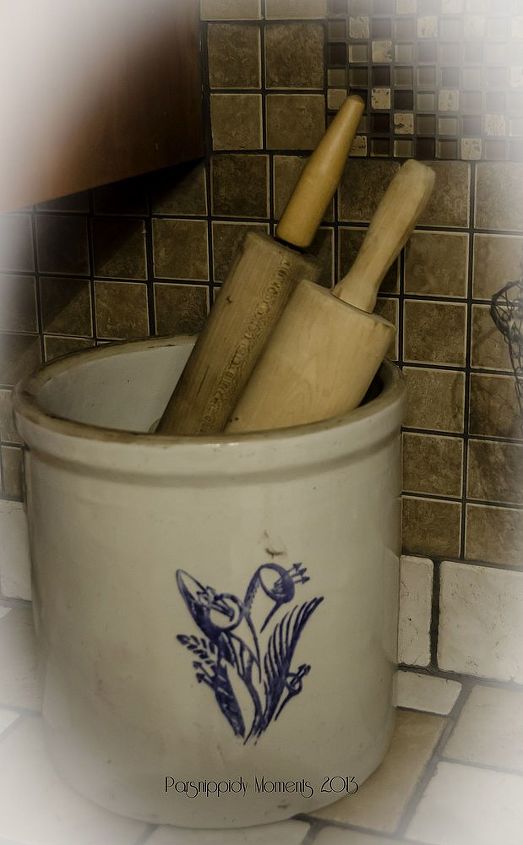 what is the favorite room in your house, home decor, kitchen design, The crock belonged to my dad he made pickles in it The back rolling pin was my Granny Daisy s the front rolling pin was my Grandma Margaret s Three generations have made pie dough with those rolling pins