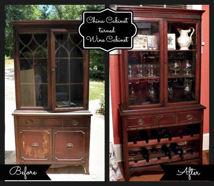 china cabinet turned wine cabinet, painted furniture, repurposing upcycling