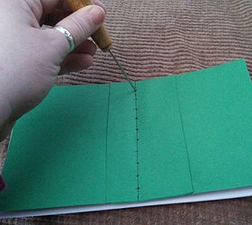 handbound journal or book binding, crafts, decoupage, To speed up the process of punching the paper for my signatures I took a piece of cardstock and punched holes every 1 2 inch to make a template