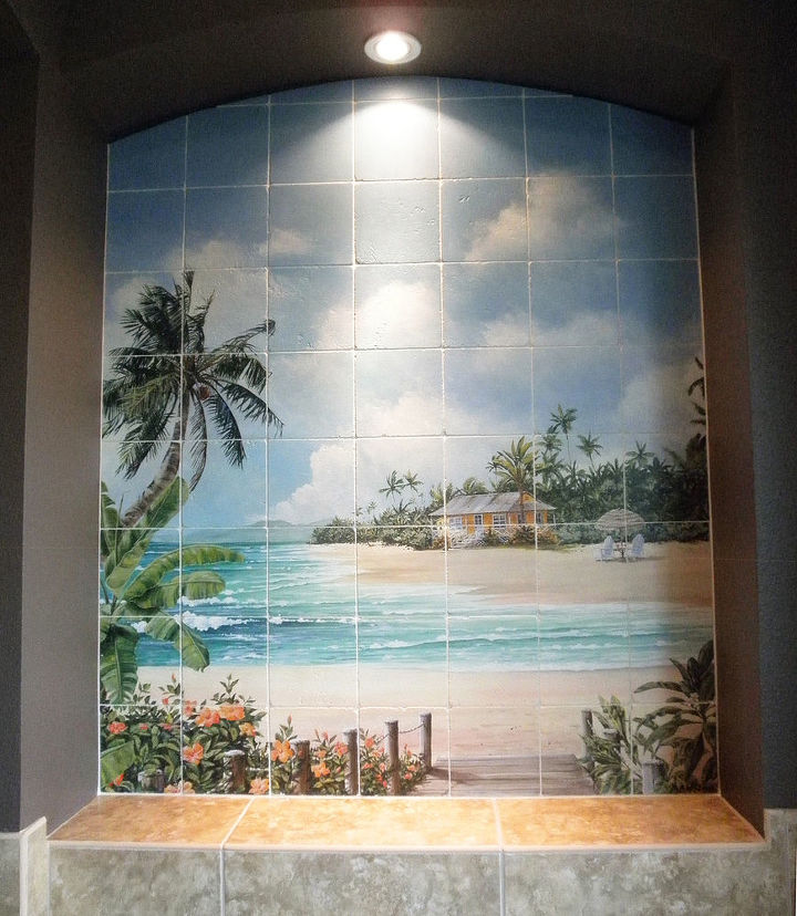 this is one of our latest projects i was very please with the quality of this over, bathroom ideas, home decor, painting, The after picture of the niche with the mural