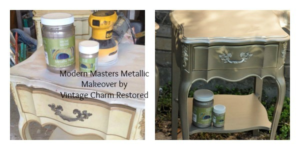 metallic painted french provincial nightstands