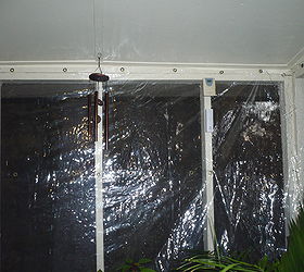 outdoor porch turned into green house, curb appeal, gardening, go green, homesteading, Heavy plastic turns screen porch into green house for winter
