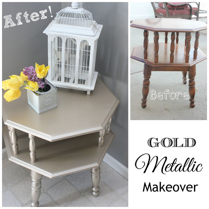 gold metallic makeover, home decor, painted furniture