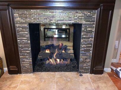 ideas for fireplaces, fireplaces mantels, Glass Mosaic Fireplace