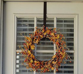 fall decor in the garden and house, patriotic decor ideas, seasonal holiday d cor, wreaths, Back door wreath from