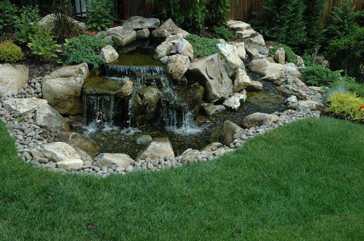 when an outdoor oasis includes more than a pool, decks, landscape, outdoor living, patio, perennial, ponds water features, pool designs, Picture Perfect Waterfalls