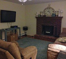 the painted fireplace, concrete masonry, fireplaces mantels, home decor, living room ideas, painted furniture