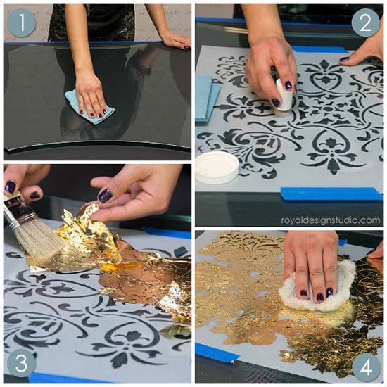 stencil how to reverse stenciling and gilding on glass, Stencils and Supplies from Royal Design Studio
