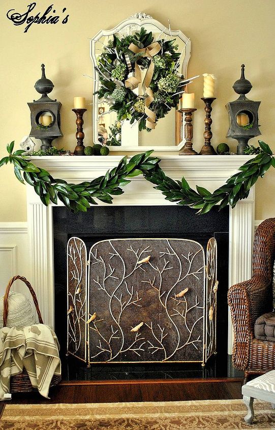 simple garden inspired christmas mantel, christmas decorations, seasonal holiday decor, wreaths