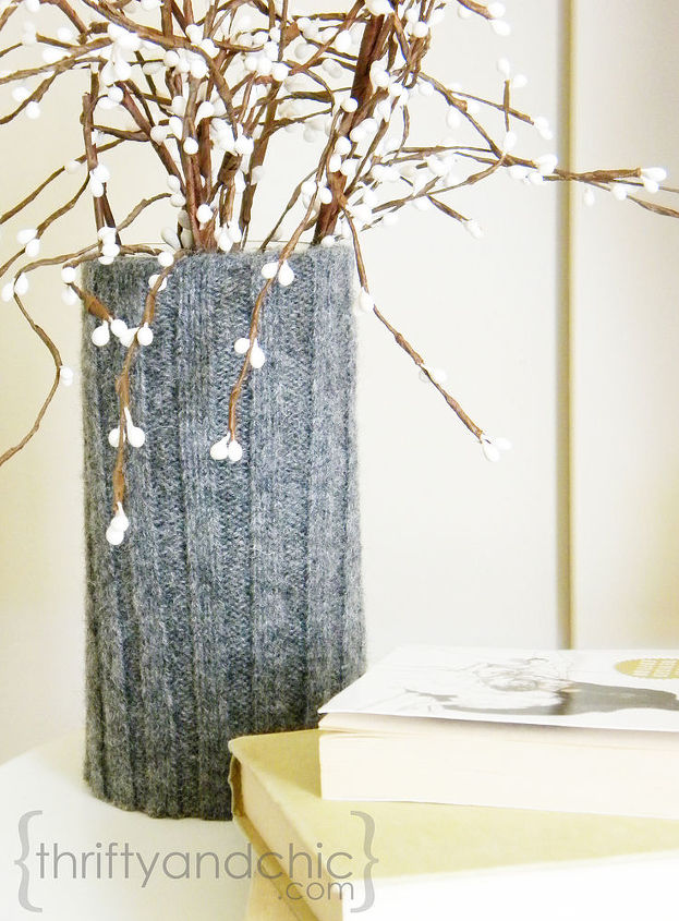 warm up your house with some new uses for an old sweater, home decor, repurposing upcycling, Vase Cozies