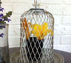 diy wire cloche, crafts, home decor, Small wire cloche on a thrifted pewter base we picked up at a thrift store